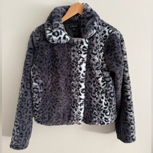Timing Gray Leopard Faux Fur Jacket